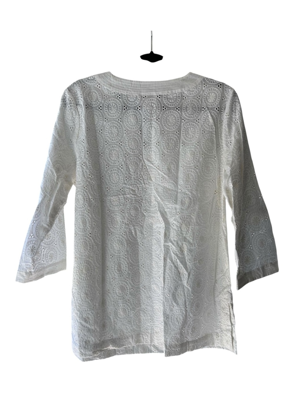 Charter Club Women’s Bohemian Eyelet Embroidered 100% Cotton V-Neck Tunic L EUC - Picture 3 of 8